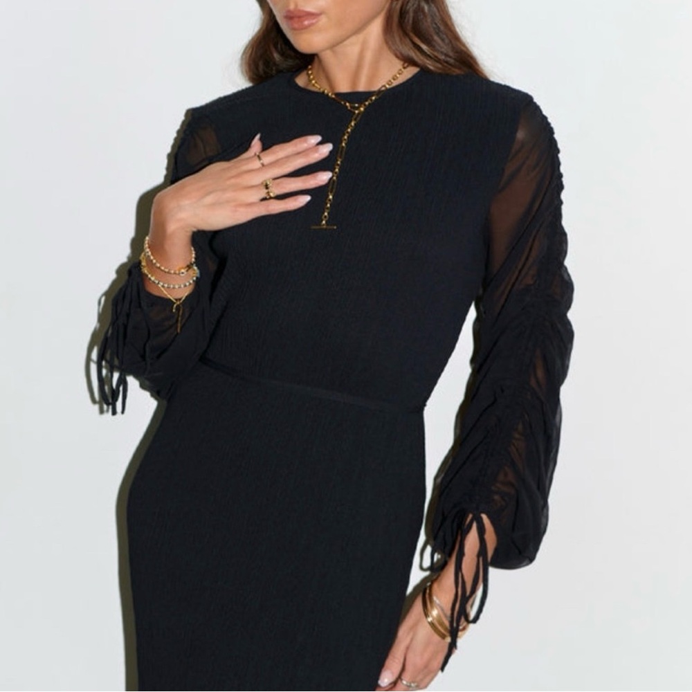 Never Fully Dressed Black Maxi Dress with Sheer Sleeves
